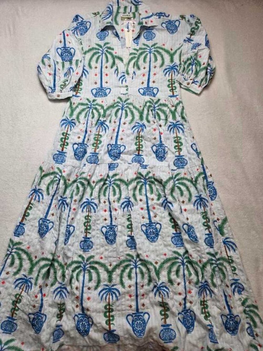 New XS Anthropologie Celandine x Tigre Indigo Carolita tiered shirt maxi dress
